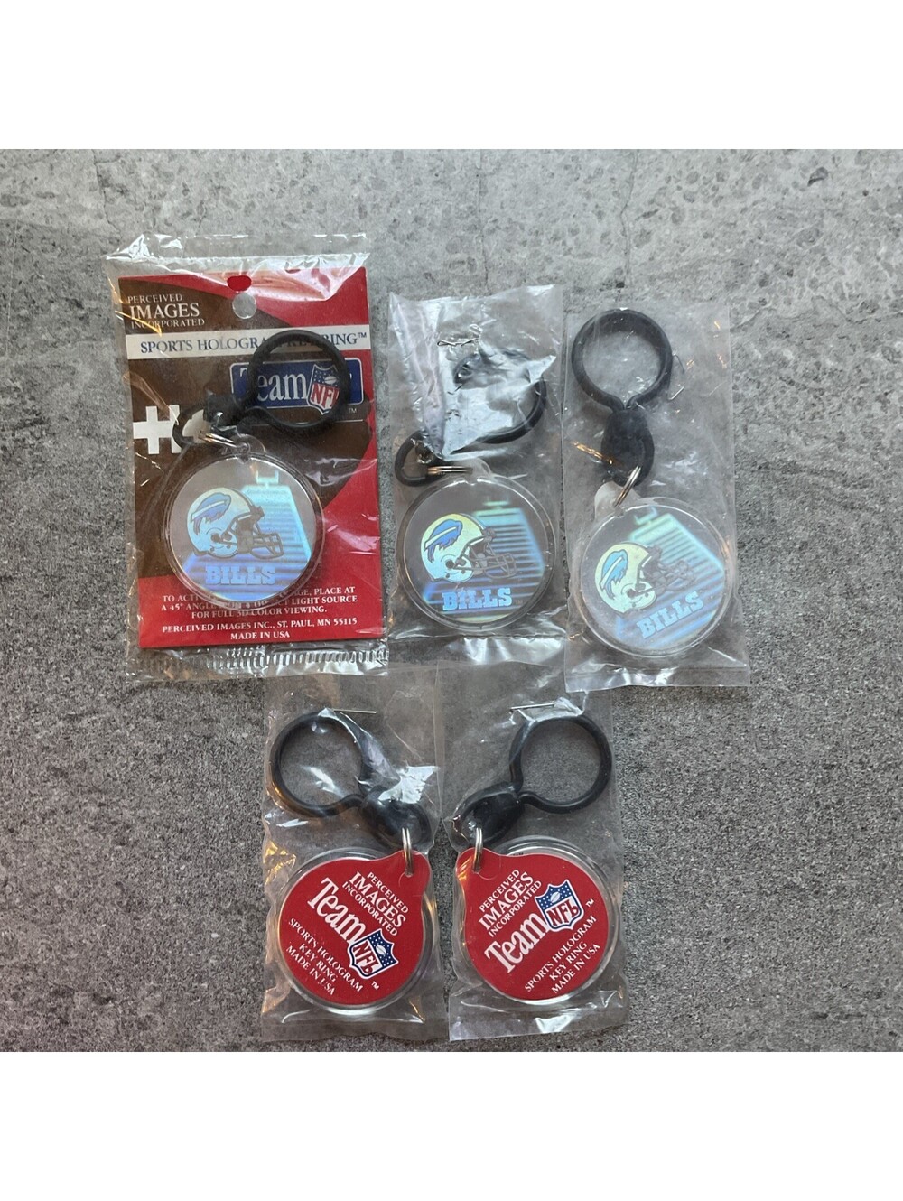Vintage NFL Hologram Keychain Buffalo Bills 1 1/2” Lot Of Five NWT Lot 1